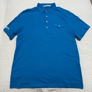 Criquet Yeti Polo Shirt Blue Short Sleeve Organic Cotton Pocket Men’s Size XL